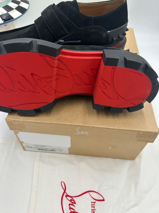 ****************Men’s Christian Louboutin Suede Lug Sole Loafers. Size 45/12 US. main image 10